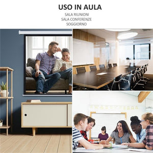 SCHERMO DI PROIEZIONE 100 POLLICI MOTORIZZATO AVVOLGIBILE BIANCO