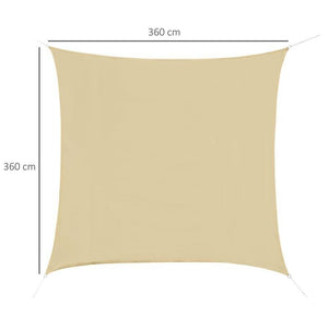 TENDA DA SOLE A VELA QUADRATA IN HDPE 360 X 360 CM IN COLORE SABBIA