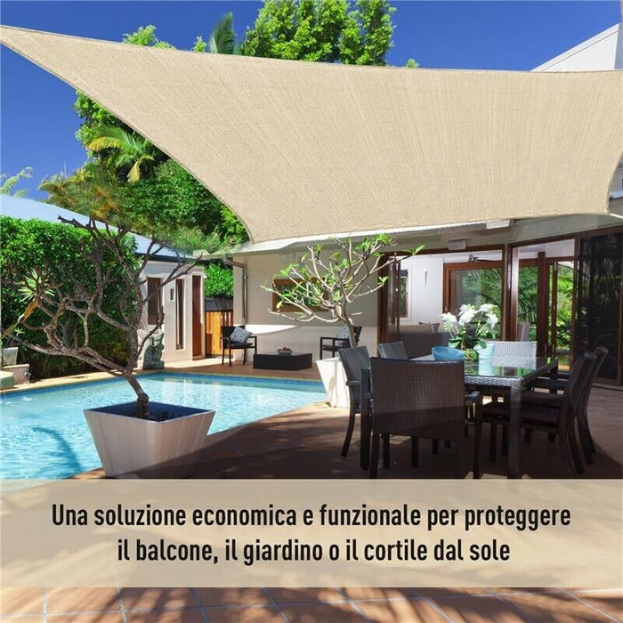 TENDA DA SOLE A VELA QUADRATA IN HDPE 360 X 360 CM IN COLORE SABBIA