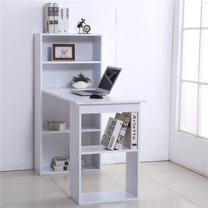 SCRIVANIA MODERNA CON LIBRERIA IN LEGNO 120 X 55 X 120 CM BIANCO