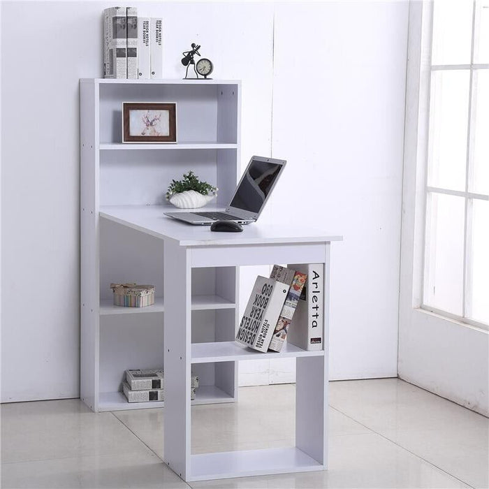 SCRIVANIA MODERNA CON LIBRERIA IN LEGNO 120 X 55 X 120 CM BIANCO