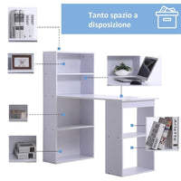 SCRIVANIA MODERNA CON LIBRERIA IN LEGNO 120 X 55 X 120 CM BIANCO