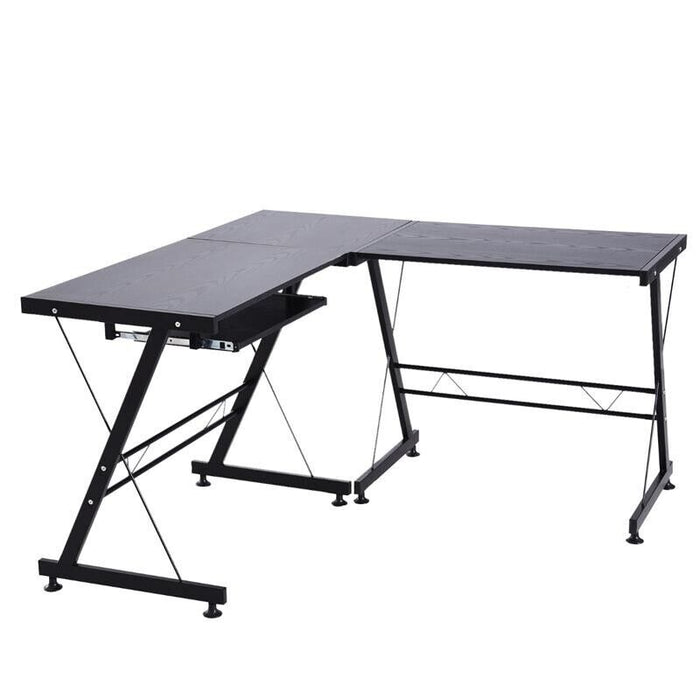 SCRIVANIA AD ANGOLO CONVERTIBILE MULTIPOSIZIONE IN LEGNO E ACCIAIO NERO