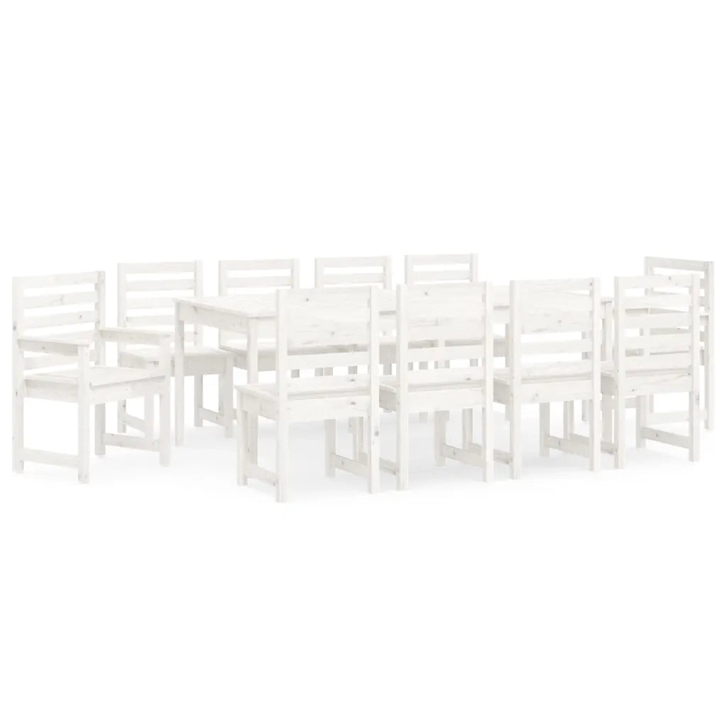 Set da Pranzo per Giardino 11pz Bianco Legno Massello di Pino 3154720