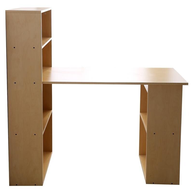 SCRIVANIA MODERNA CON LIBRERIA IN LEGNO NATURALE 120 X 55 X 120 CM