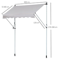 TENDA DA SOLE A BRACCI TELESCOPICA 400 X 120 CM COLORE KAKI E BIANCO