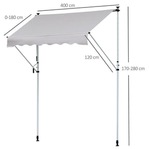 TENDA DA SOLE A BRACCI TELESCOPICA 400 X 120 CM COLORE KAKI E BIANCO