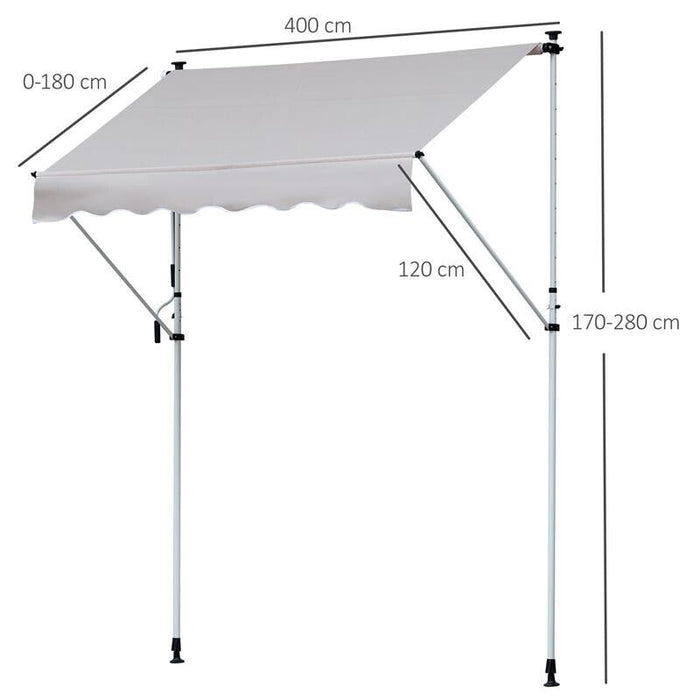 TENDA DA SOLE A BRACCI TELESCOPICA 400 X 120 CM COLORE KAKI E BIANCO