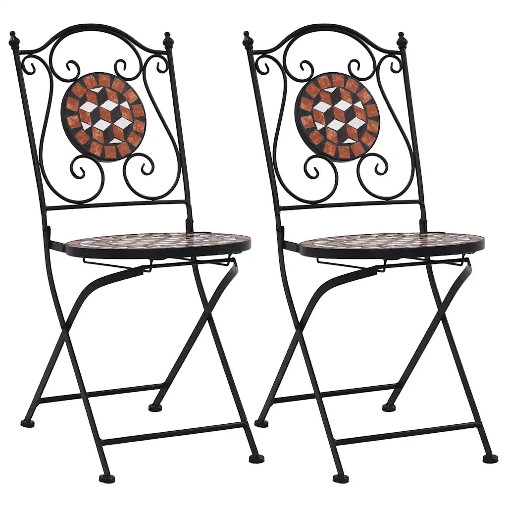 Sedie da BistrÃ² con Mosaico 2 pz Marroni in Ceramica