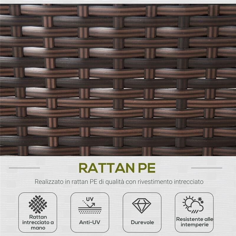 SALOTTO DA GIARDINO CON 8 PEZZI COMPONIBILI IN RATTAN MARRONE E BEIGE