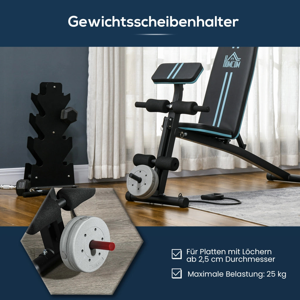Panca per allenamento pieghevole ¨C zephmum ¨C Blu, regolazione 7 posizioni, carico 120 kg