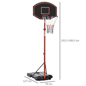 CANESTRO PORTATILE CON ALTEZZA REGOLABILE E BASE RIEMPIBILE 73 X 125 X 220 CM