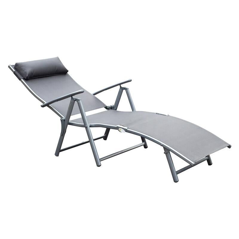 SDRAIO PRENDISOLE RELAX RECLINABILE PIEGHEVOLE CON CUSCINO GIARDINO GRIGIO