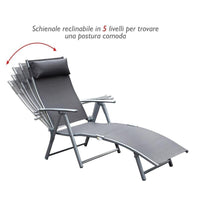 SDRAIO PRENDISOLE RELAX RECLINABILE PIEGHEVOLE CON CUSCINO GIARDINO GRIGIO