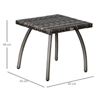 TAVOLINO IN RATTAN SINTETICO DA ESTERNO IMPERMEABILE 45 X 45 X 44 CM GRIGIO