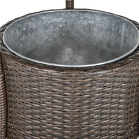 SET 5 PEZZI TAVOLINO E 4 SEDIE ALTE IN RATTAN SINTETICO E ACCIAIO