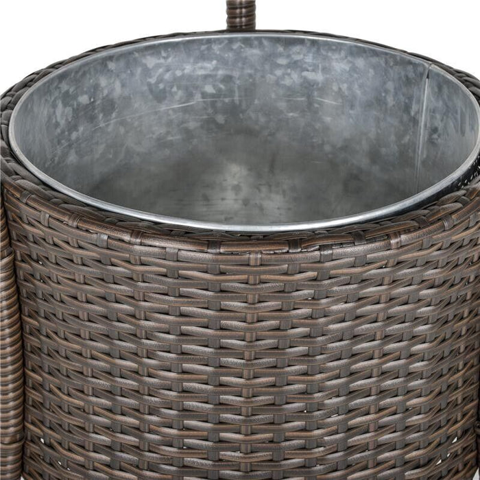 SET 5 PEZZI TAVOLINO E 4 SEDIE ALTE IN RATTAN SINTETICO E ACCIAIO