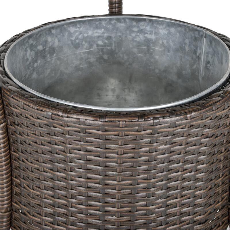 SET 5 PEZZI TAVOLINO E 4 SEDIE ALTE IN RATTAN SINTETICO E ACCIAIO