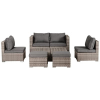 SALOTTO DA GIARDINO IN PE RATTAN 8 PEZZI CON STRUTTURA IN ALLUMINIO GRIGIO