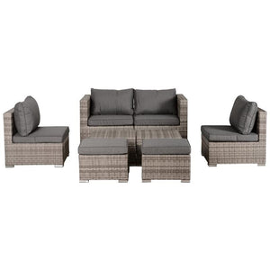 SALOTTO DA GIARDINO IN PE RATTAN 8 PEZZI CON STRUTTURA IN ALLUMINIO GRIGIO