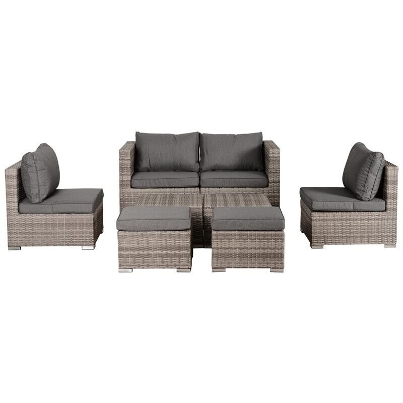 SALOTTO DA GIARDINO IN PE RATTAN 8 PEZZI CON STRUTTURA IN ALLUMINIO GRIGIO