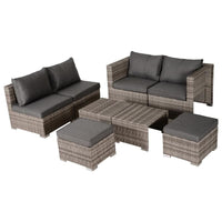 SALOTTO DA GIARDINO IN PE RATTAN 8 PEZZI CON STRUTTURA IN ALLUMINIO GRIGIO
