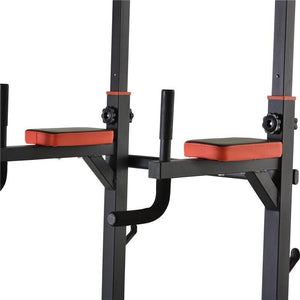 STAZIONE DI ALLENAMENTO PIEGHEVOLE MULTIFUNZIONALE IN ACCIAIO ROSSO E NERO