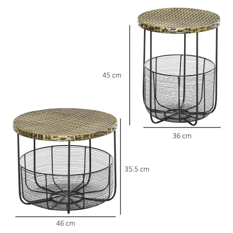 SET DI 2 TAVOLINI DA GIARDINO IN STILE INDUSTRIALE DI METALLO NERO