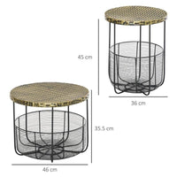 SET DI 2 TAVOLINI DA GIARDINO IN STILE INDUSTRIALE DI METALLO NERO