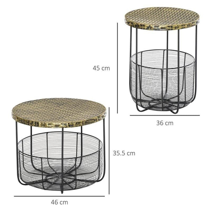 SET DI 2 TAVOLINI DA GIARDINO IN STILE INDUSTRIALE DI METALLO NERO