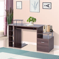 SCRIVANIA PER COMPUTER DA CAMERA O UFFICIO CON CASSETTO E LIBRERIA IN LEGNO 152 X 60 X 88 CM