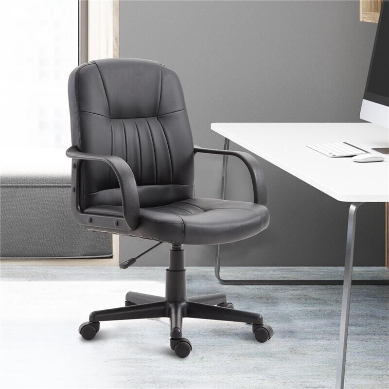 SEDIA UFFICIO ERGONOMICA IMBOTTITA GIREVOLE CON ROTELLE NERO