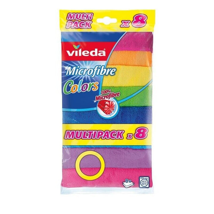 VILEDA PANNI IN MICROFIBRA IN SET DA 8 PZ COLORATI