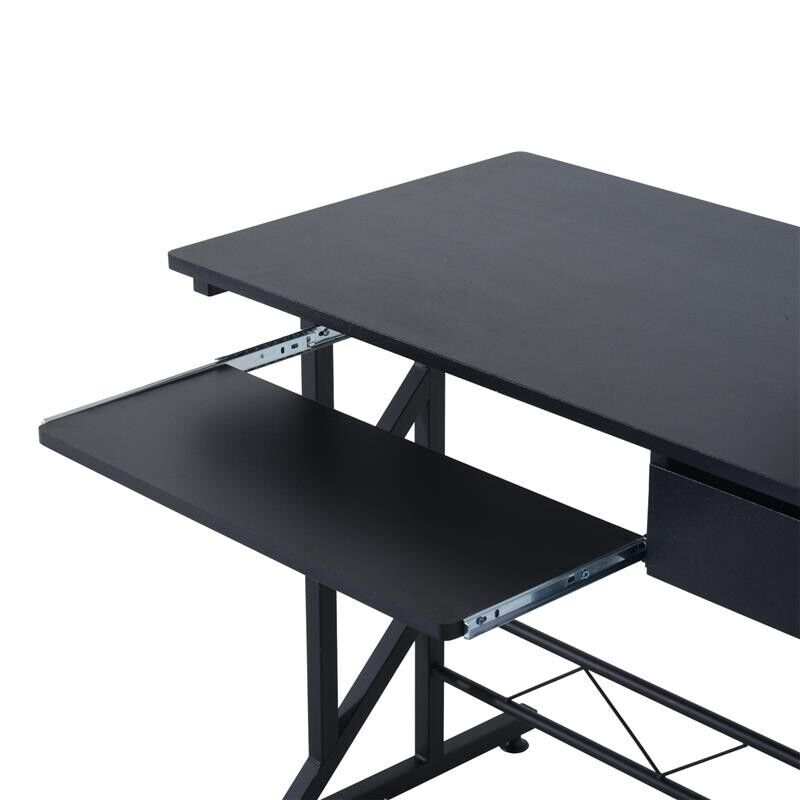 SCRIVANIA PER COMPUTER ACCIAIO E MDF CON CASSETTO E RIPIANO TASTIERA ESTRAIBILE