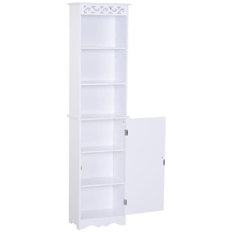 MOBILETTO A COLONNA PER BAGNO IN LEGNO CON DECORO FLOREALE 40X23X160 CM BIANCO