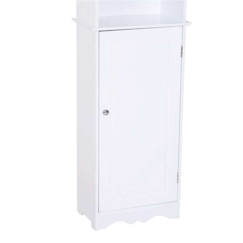 MOBILETTO A COLONNA PER BAGNO IN LEGNO CON DECORO FLOREALE 40X23X160 CM BIANCO