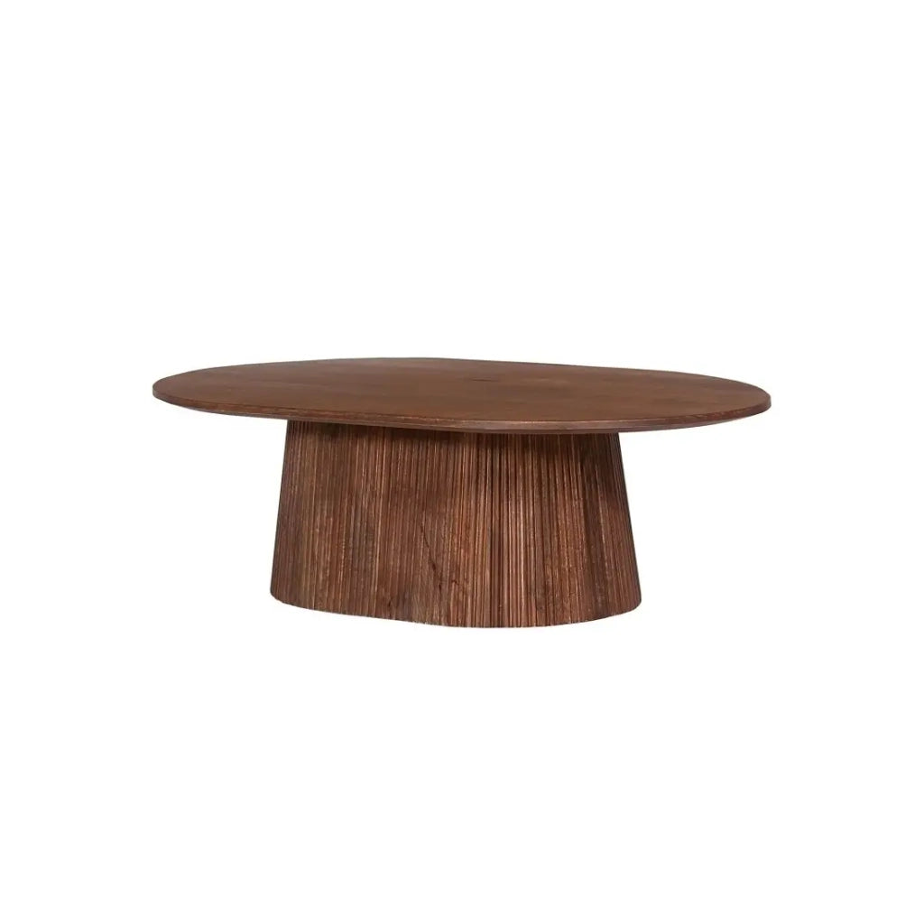 Tavolino basso ovale MITCHEL – Legno esotico di mango marrone 120x70 cm