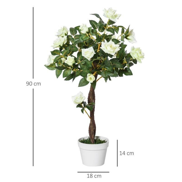 CAMELIA ALBERELLO ARTIFICIALE CON 21 FIORI E VASO ALTA 90 CM