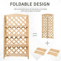 SCAFFALE PORTAPIANTE PIEGHEVOLE CON 4 MENSOLE REGOLABILI IN LEGNO