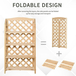 SCAFFALE PORTAPIANTE PIEGHEVOLE CON 4 MENSOLE REGOLABILI IN LEGNO