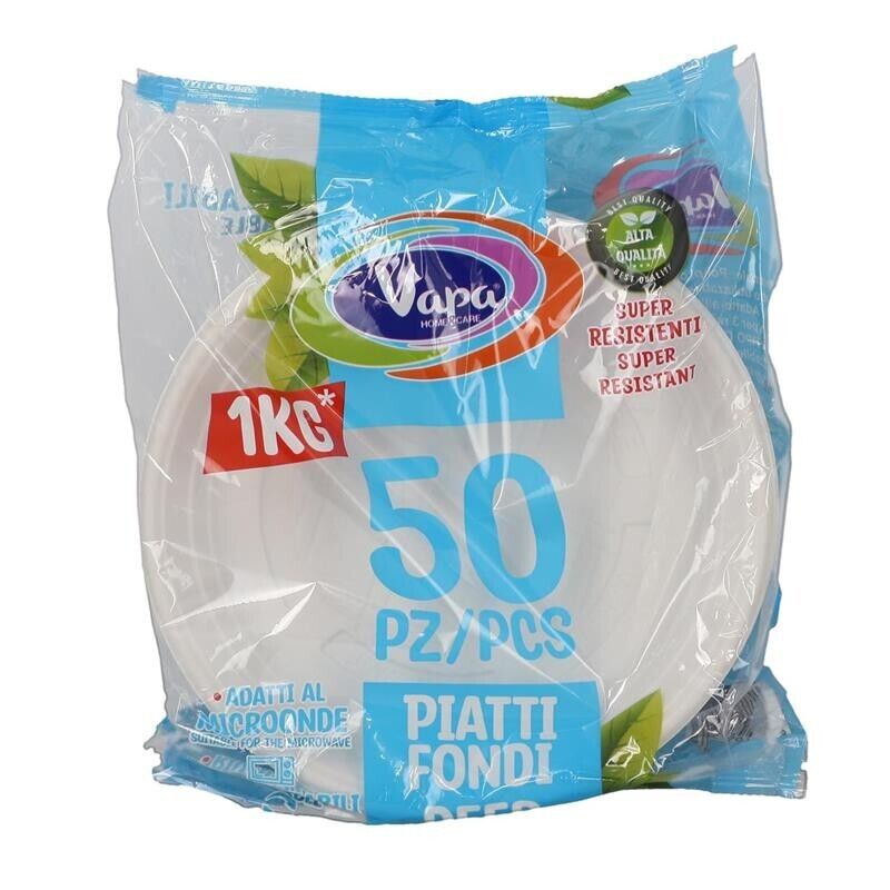 VAPA 50 PIATTI FONDI RIUTILIZZABILI IN CONFEZIONE DA 1 KG