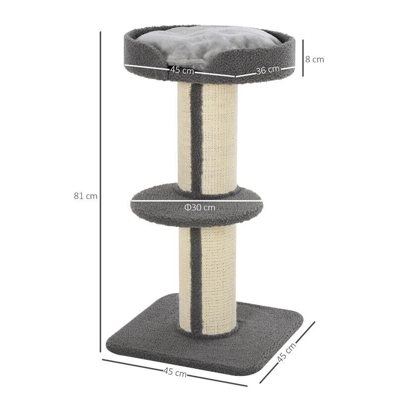 TIRAGRAFFI AD ALBERO PER GATTI CON CUCCIA CUSCINO RIVESTIMENTO GRIGIO