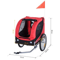 RIMORCHIO BICI PER CANI E ANIMALI DOMESTICI ROSSO E NERO 130 X 90 X 110 CM