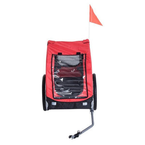 RIMORCHIO BICI PER CANI E ANIMALI DOMESTICI ROSSO E NERO 130 X 90 X 110 CM