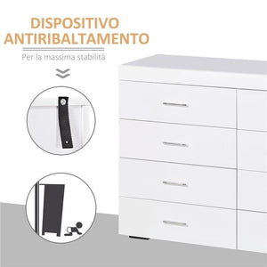 CASSETTIERA PER CASA E UFFICIO 90 X 35 X 73 CM IN LEGNO BIANCO
