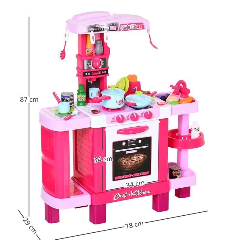 CUCINA GIOCATTOLO PER BAMBINI CON 38 ACCESSORI INCLUSI ROSA