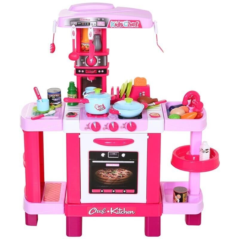 CUCINA GIOCATTOLO PER BAMBINI CON 38 ACCESSORI INCLUSI ROSA