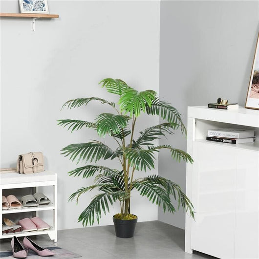 PALMA IN PLASTICA DECORATIVA CON 20 FOGLIE E VASO ALTEZZA 140CM