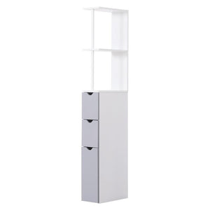 MOBILETTO A COLONNA DA BAGNO SALVASPAZIO 15X33X136 CM IN LEGNO BIANCO E GRIGIO