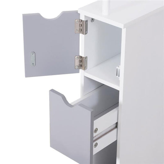 MOBILETTO A COLONNA DA BAGNO SALVASPAZIO 15X33X136 CM IN LEGNO BIANCO E GRIGIO